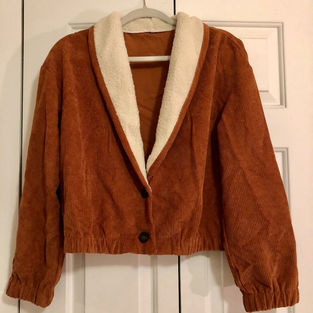 Corduroy cropped shacket